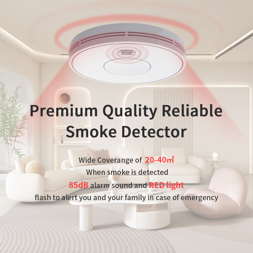 V-COME Standalone Smoke Detector with 10-Year Lithium Battery, Photoelectric Smoke Alarm, CE, UKCA, DIN EN 14604, VS01