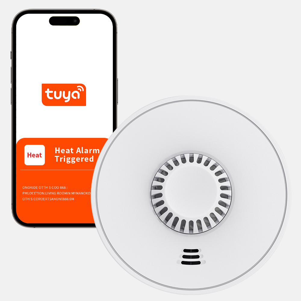 Tuya Heat Detector with Sealed 10-Year Li-Battery, Wi-Fi Smart Heat Alarm with Tuya App control, CE BS 5446-2, VH01W