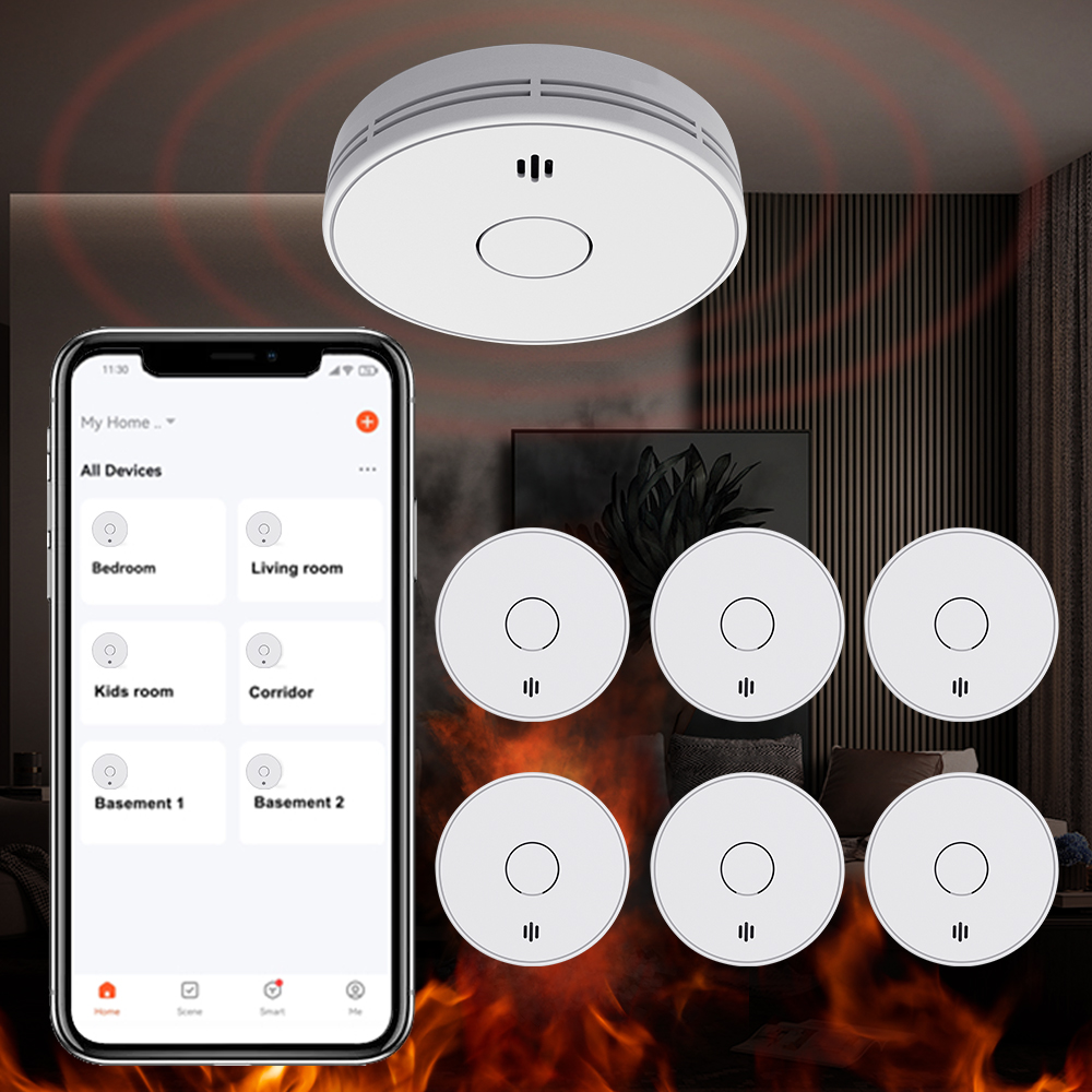 V-COME Wi-Fi Smart Smoke Detector with Tuya App control, WiFi Smoke Alarm with Sealed 10-Year Li-Battery, CE EN 14604, VS02W
