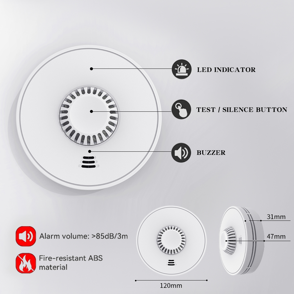Tuya Heat Detector with Sealed 10-Year Li-Battery, Wi-Fi Smart Heat Alarm with Tuya App control, CE BS 5446-2, VH01W