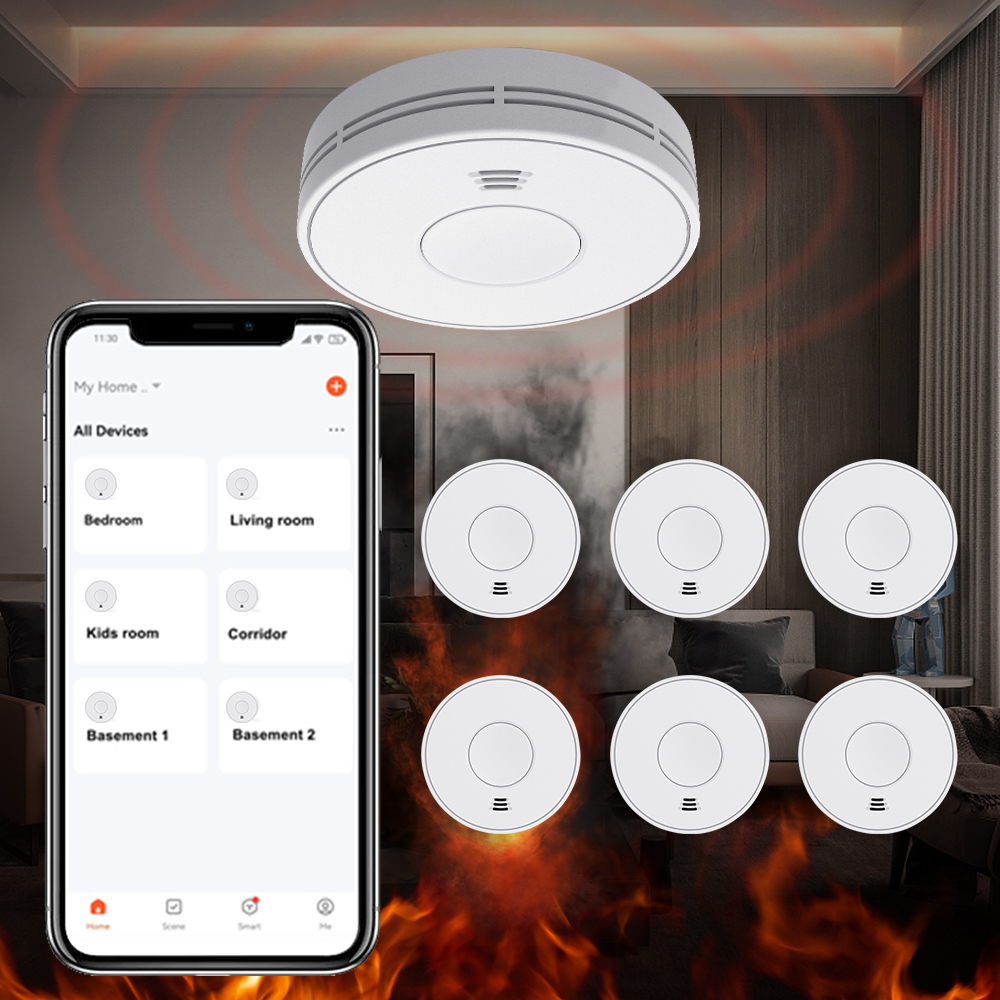 Tuya Smoke Detector with Sealed 10-Year Li-Battery, WiFi Smoke Alarm with Tuya App control, CE EN 14604, V-COME, VS01W