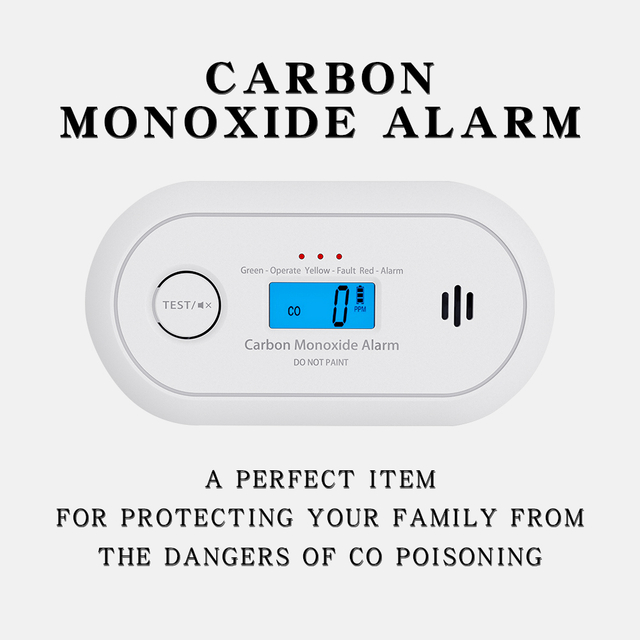 V-COME Carbon Monoxide Alarm with Digital LCD Display and Test Button, CO Gas Detector with 10-Year Life Battery, EN 50291, VC22R