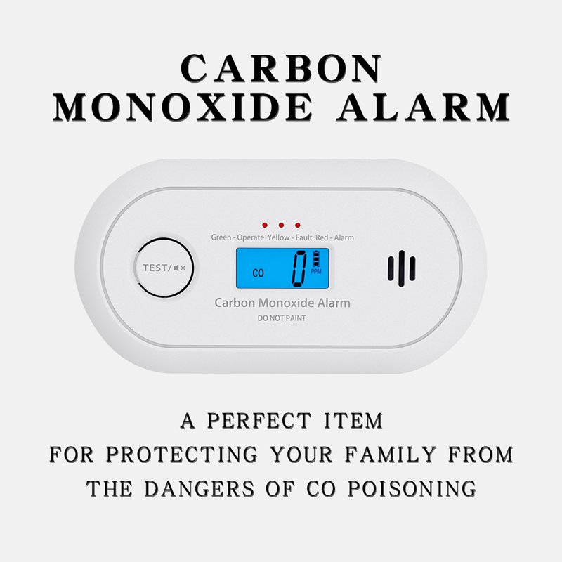 V-COME Carbon Monoxide Alarm with Digital LCD Display and Test Button, CO Gas Detector with 10-Year Life Battery, EN 50291, VC22R