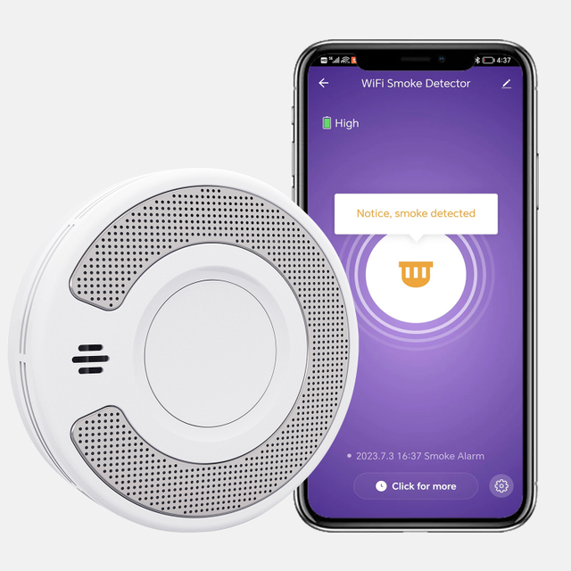 V-COME WiFi Smart Smoke Detector with Tuya App control, Wi-Fi Smoke Alarm with Sealed 10-Year Li-Battery, CE EN 14604, VS03W