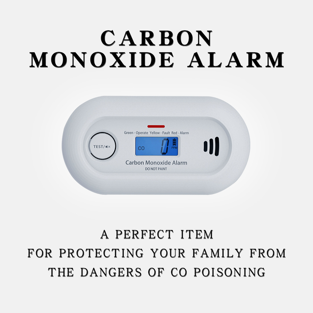 V-COME Carbon Monoxide Alarm with Digital LCD Display and Test Button, CO Gas Detector with 10-Year Life Battery, EN 50291, VC21