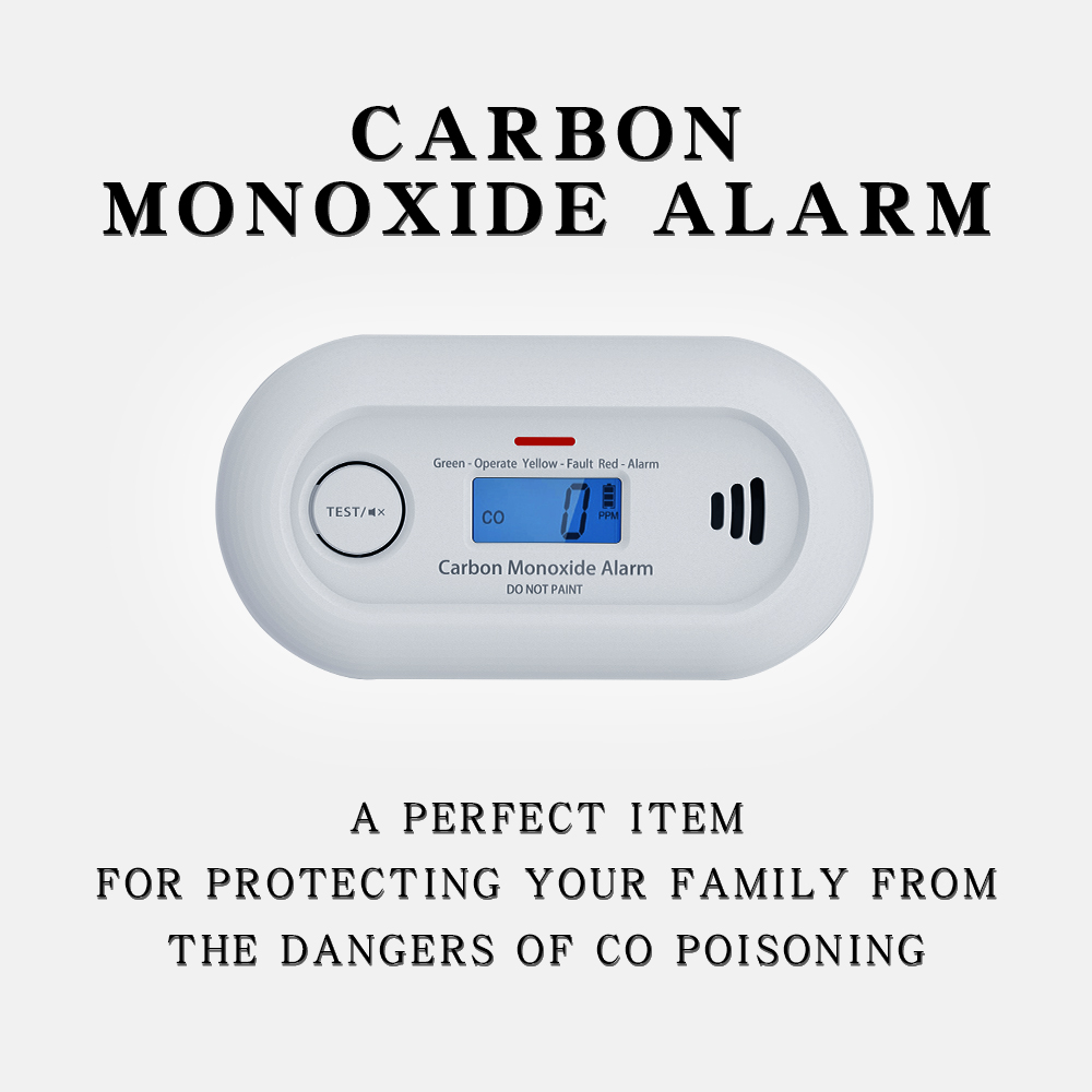 V-COME Carbon Monoxide Alarm with Digital LCD Display and Test Button, CO Gas Detector with 10-Year Life Battery, EN 50291, VC21