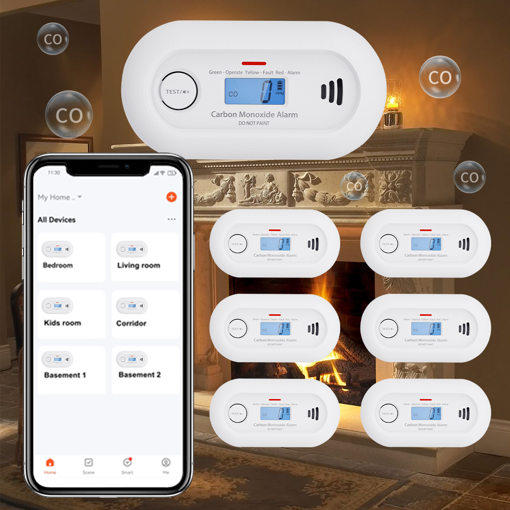 V-COME WiFi Smart Carbon Monoxide Alarm, WiFi CO Gas Detector with Tuya App control, 10-Year Life Battery, CE EN 50291, VC21W