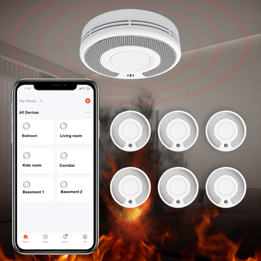 V-COME WiFi Smart Smoke Detector with Tuya App control, Wi-Fi Smoke Alarm with Sealed 10-Year Li-Battery, CE EN 14604, VS03W