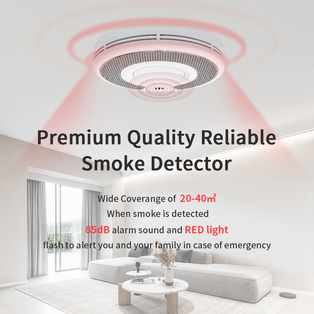 V-COME Stand-alone Smoke Detector with 10-Year Life Lithium Battery, Photoelectric Smoke Alarm, CE, UKCA, DIN EN 14604, VS03