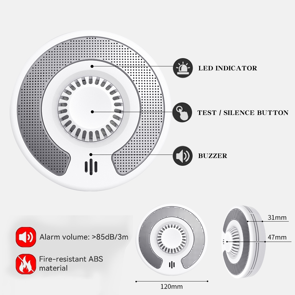 Wireless Interlinked Heat Alarm with Sealed 10-Year Battery, Kitchen Wireless Heat Detector, BS 5446-2, V-COME VH03F
