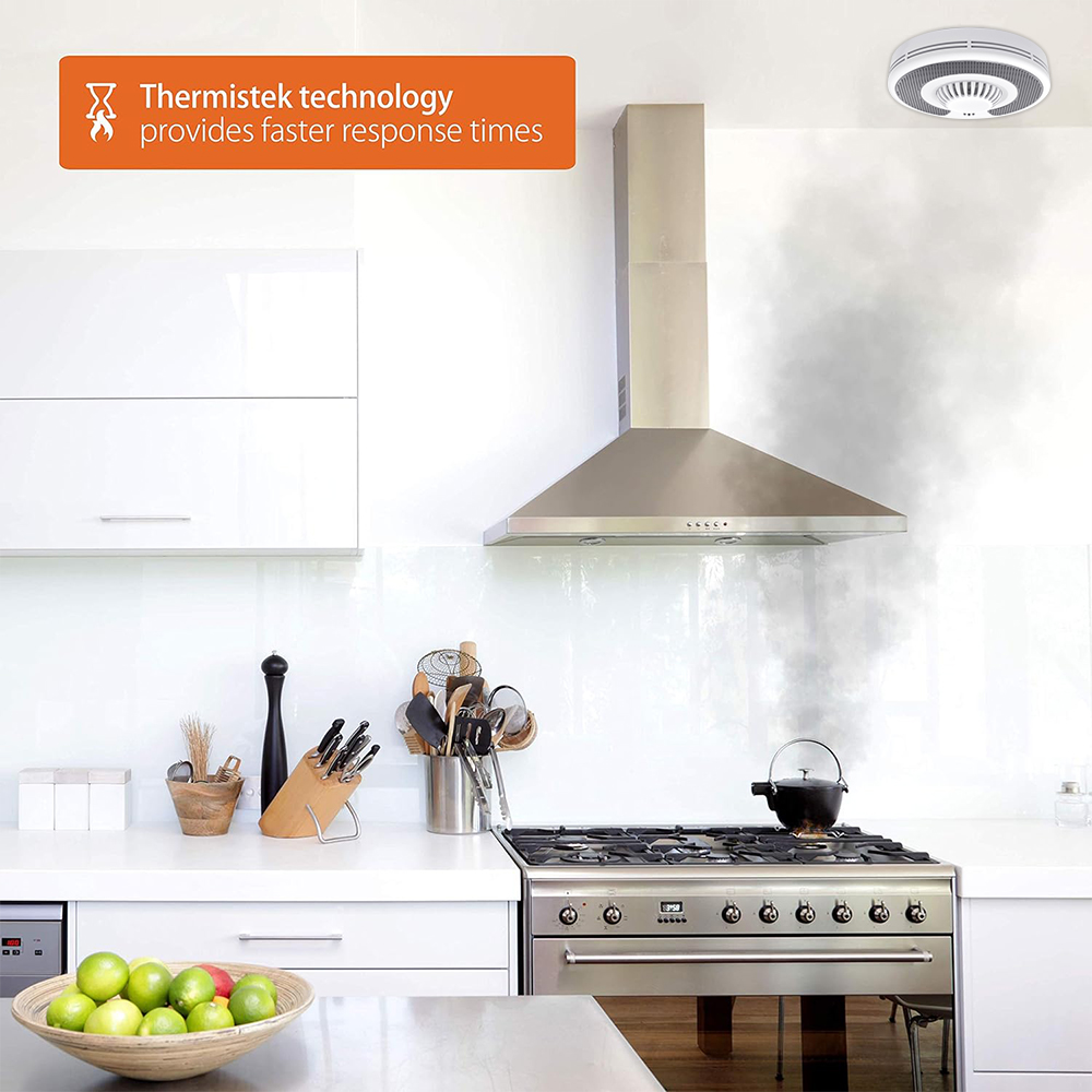 Wireless Interlinked Heat Alarm with Sealed 10-Year Battery, Kitchen Wireless Heat Detector, BS 5446-2, V-COME VH03F